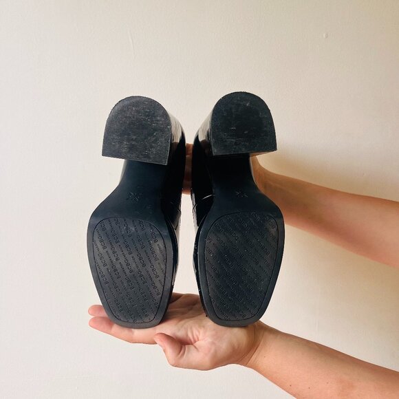 BCBG Patent Leather Square Toe Block Heel Platform Mary Janes - Picture 4 of 8